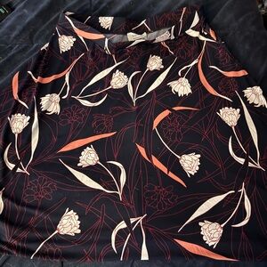 Kaileigh Black and Pink Floral A-Line Skirt